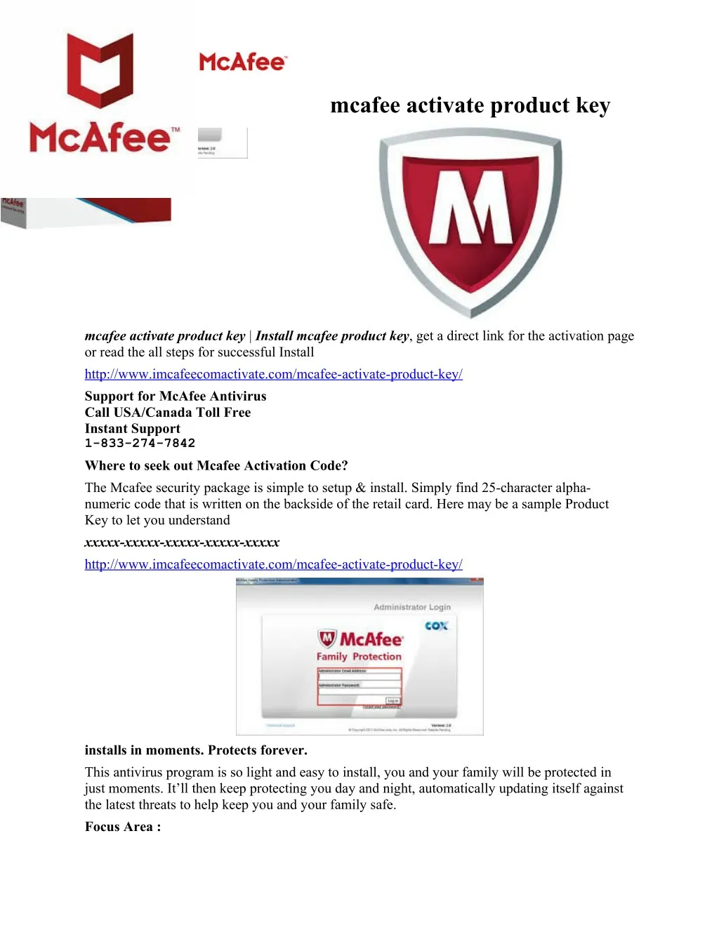 mcafee activate product key