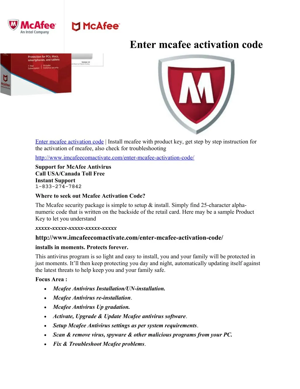 enter mcafee activation code