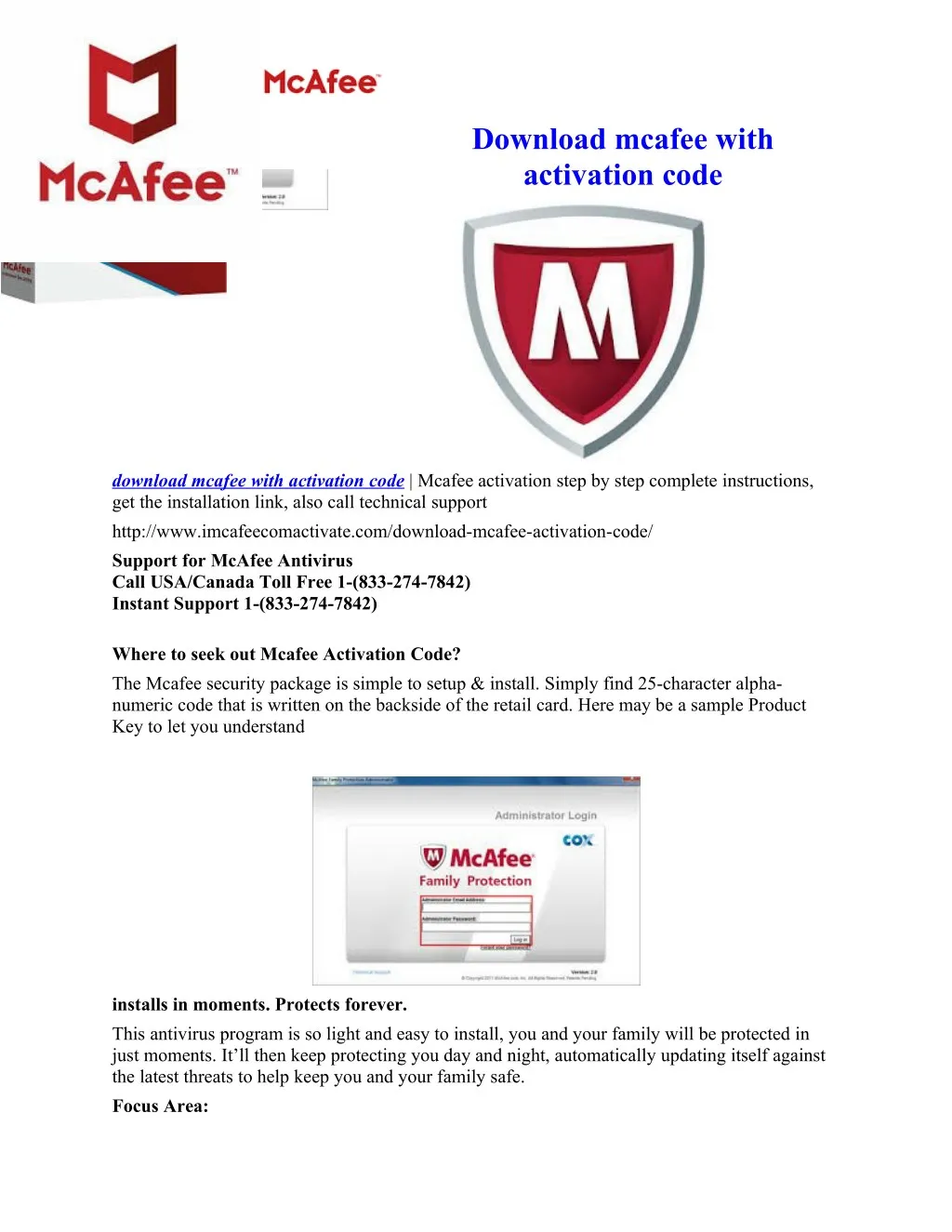download mcafee with activation code