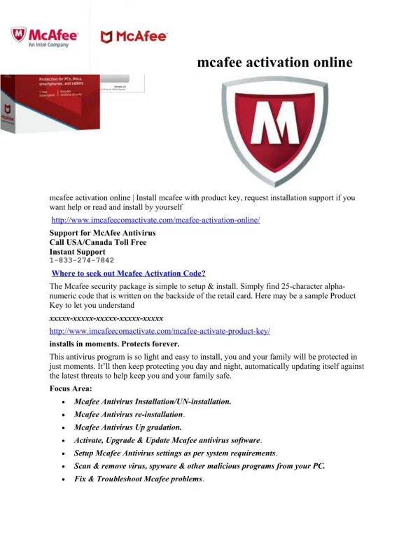 activation of mcafee online