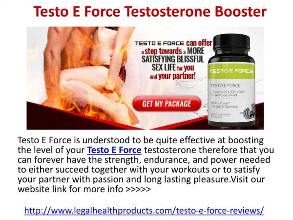 Testo E Force Testosterone Booster Really Works