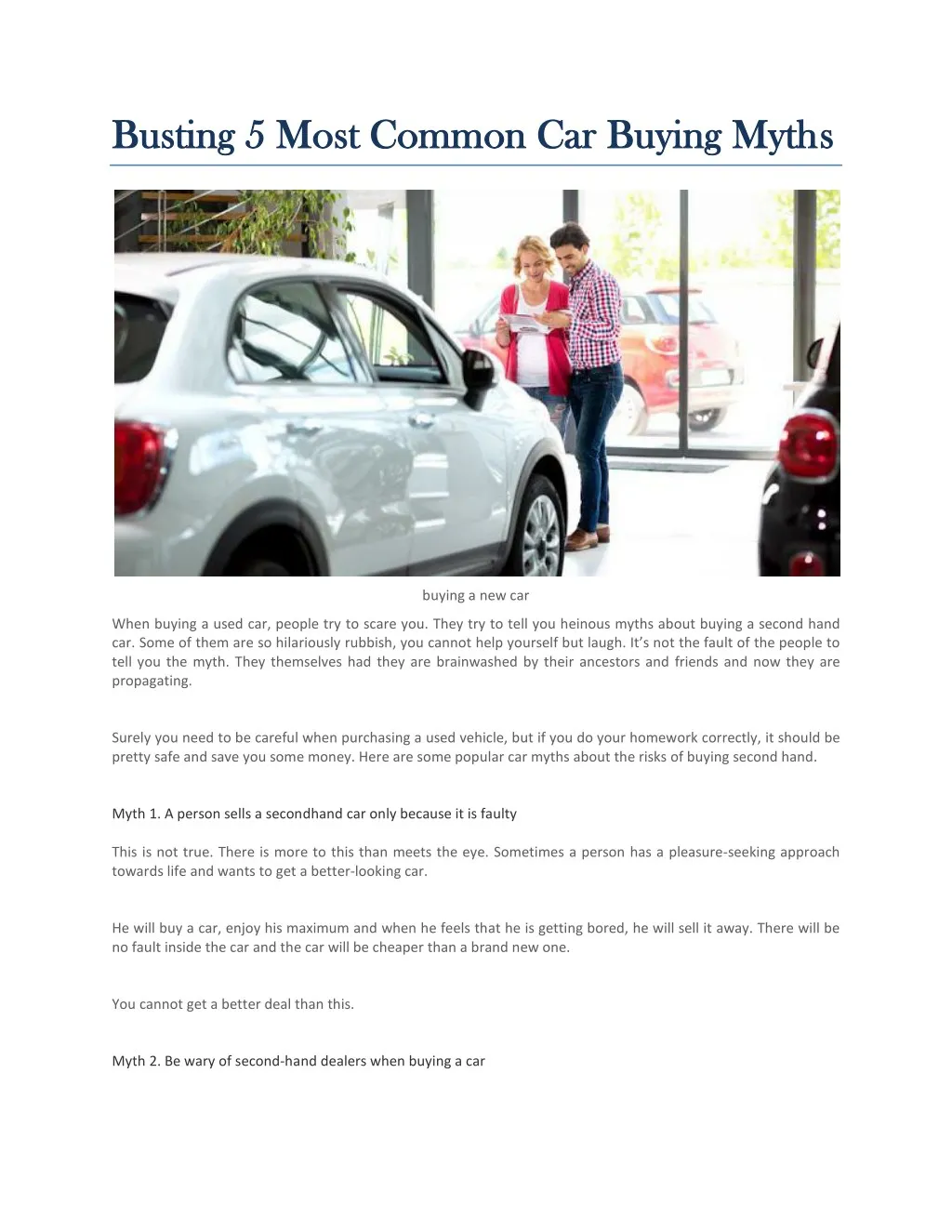 busting 5 most common car buying myth busting