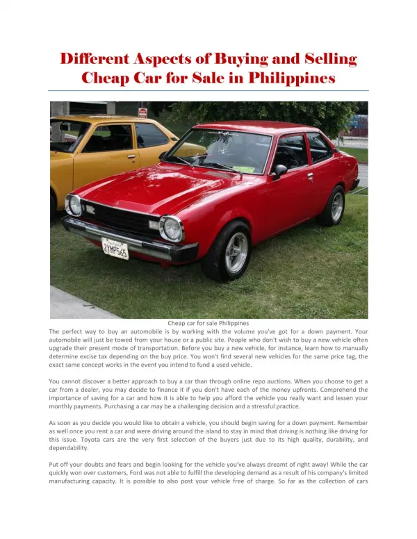 Cheap Car for Sale Philippines
