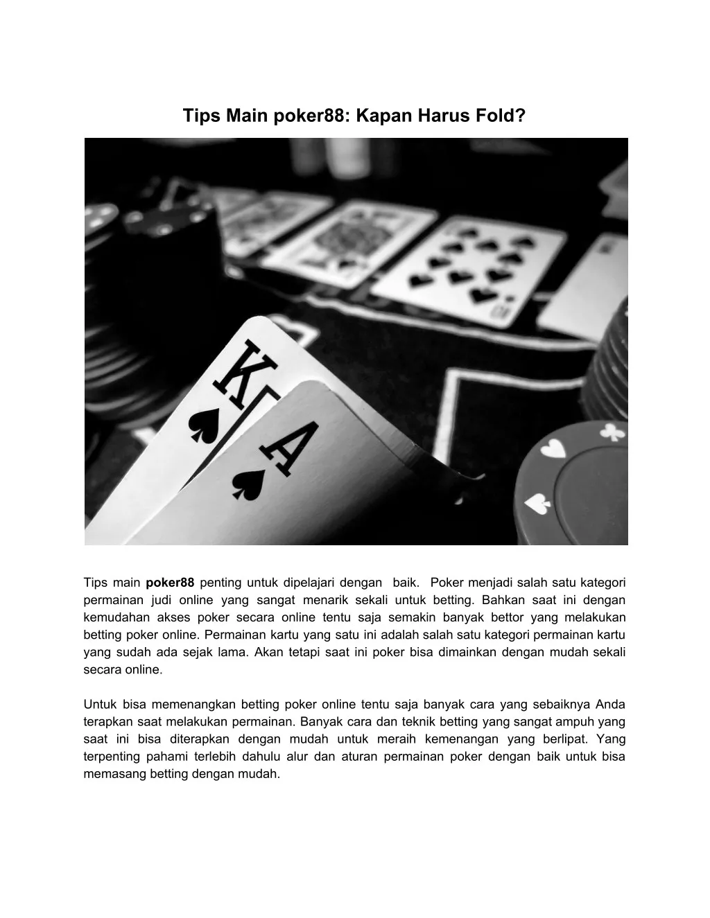 tips main poker88 kapan harus fold