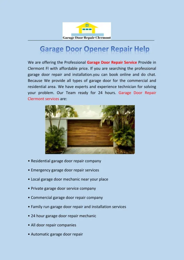 Garage door repair clermont | Garage Door Opener