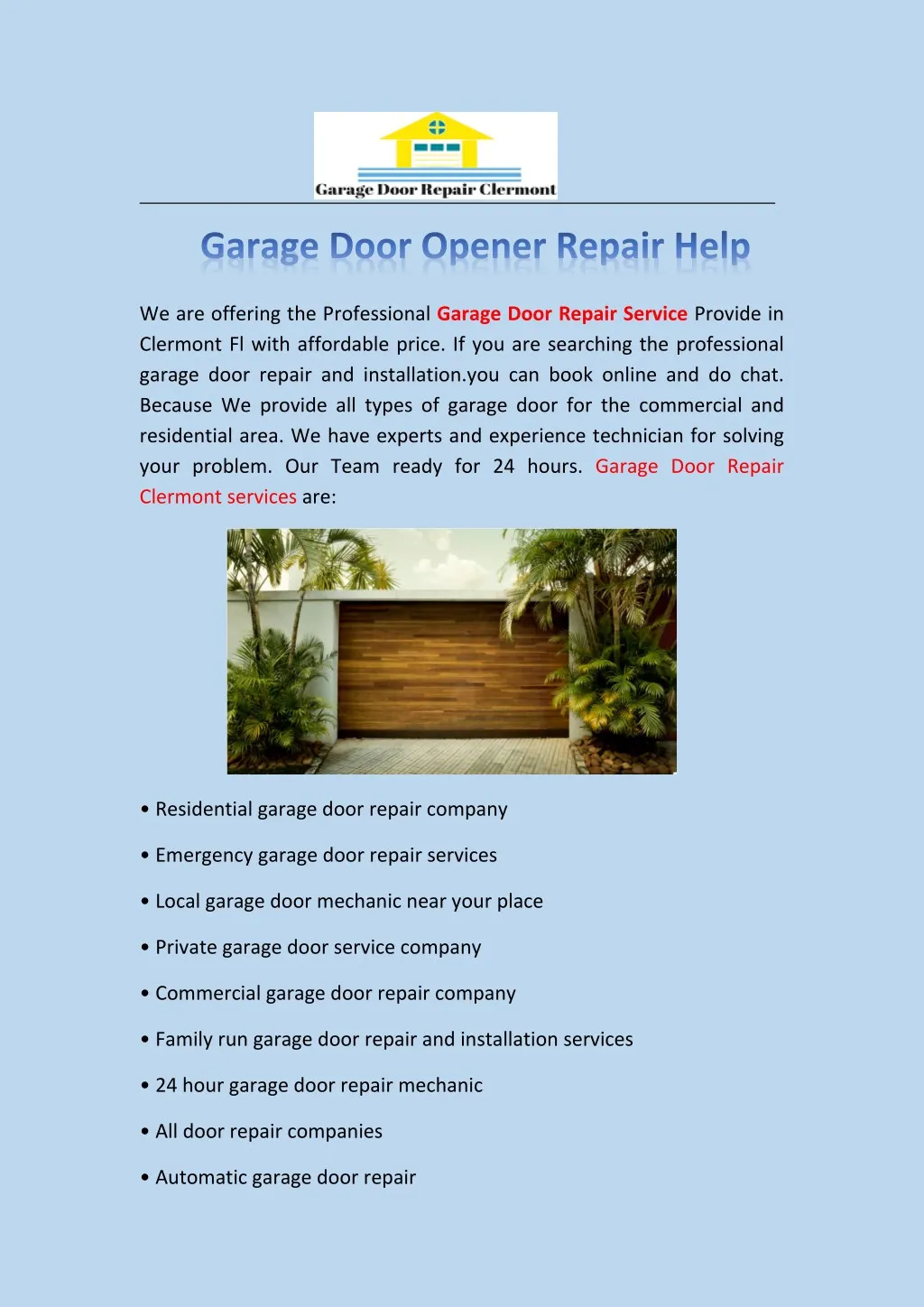 garage door opener repair help