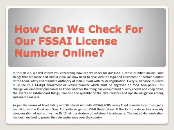 How Can We Check For Our FSSAI License Number Online?