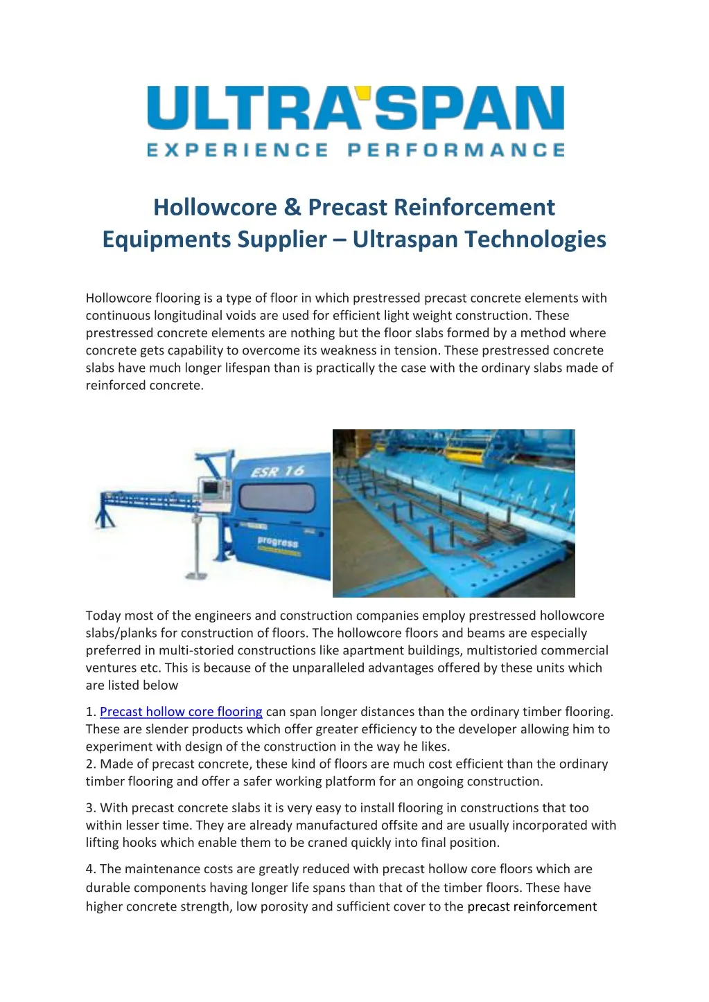 hollowcore precast reinforcement equipments