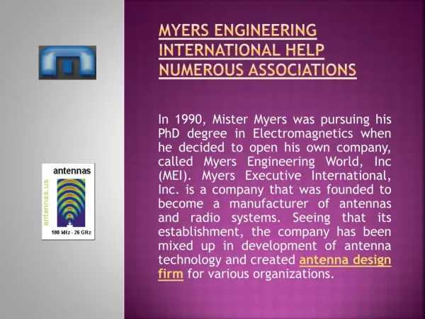 Myers Engineering International help numerous associations