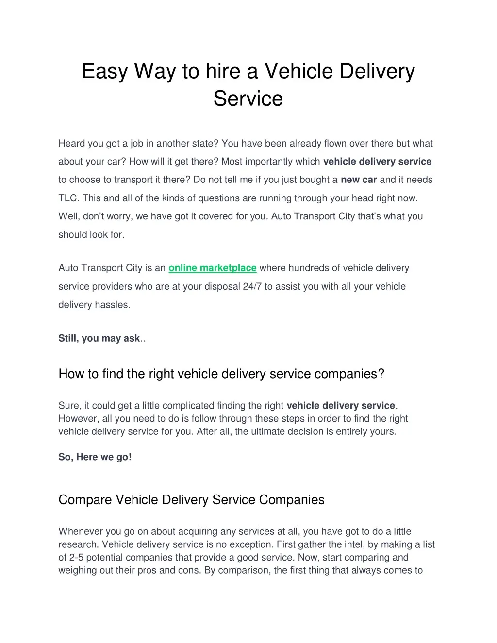 easy way to hire a vehicle delivery service