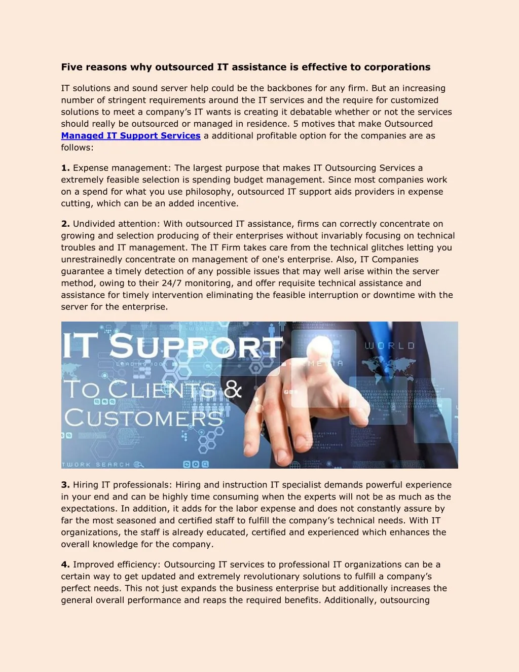 five reasons why outsourced it assistance