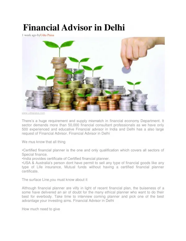 Financial Advisor in Delhi