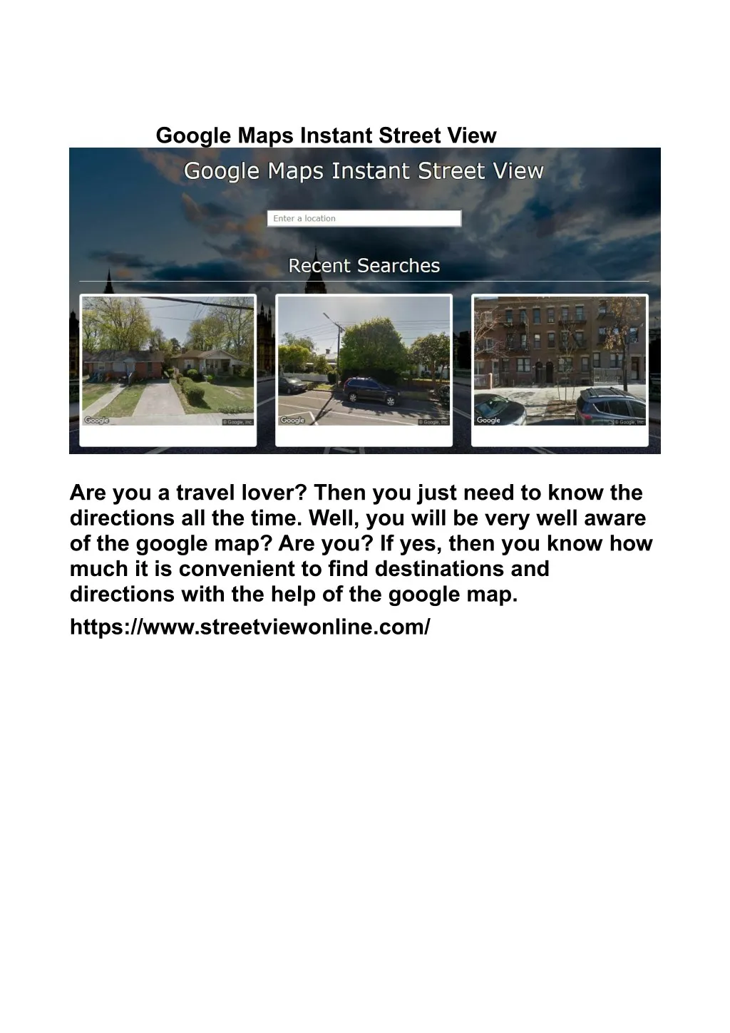 google maps instant street view