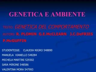 GENETICA E AMBIENTE - slide 1