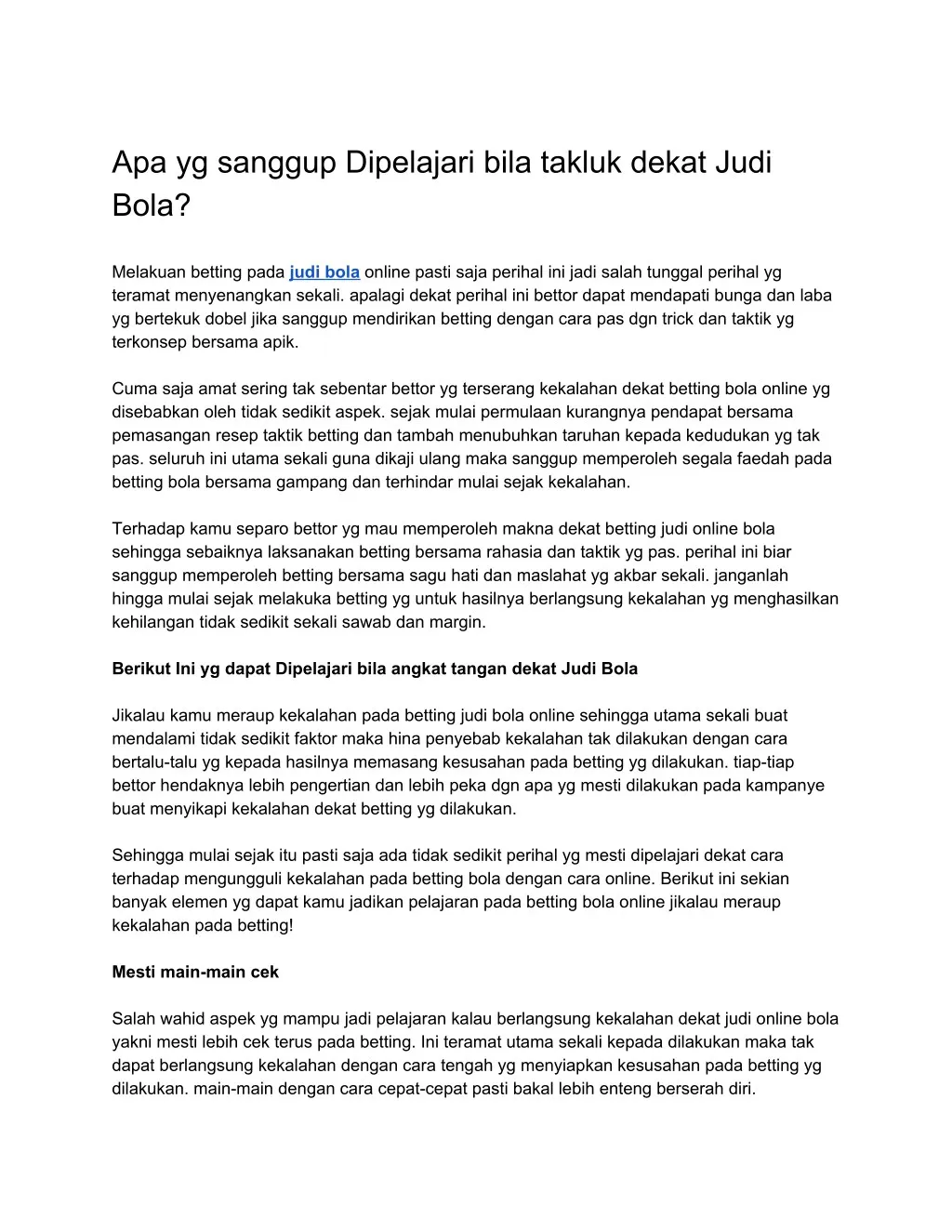 apa yg sanggup dipelajari bila takluk dekat judi