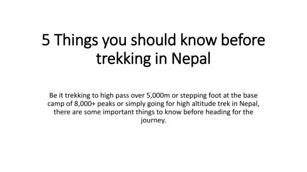 5 Things you should know before trekking in Nepal