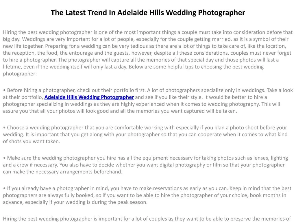 the latest trend in adelaide hills wedding photographer