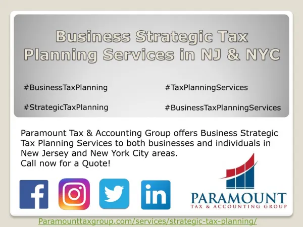 Business Strategic Tax Planning Services in NJ & NYC â€“ ParamountTaxGroup.com