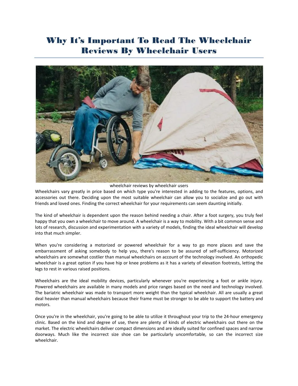 why it s important to read the wheelchair reviews