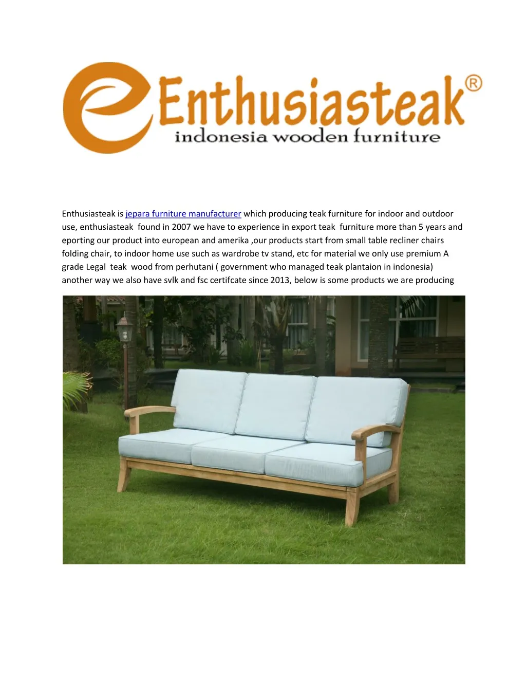 enthusiasteak is jepara furniture manufacturer