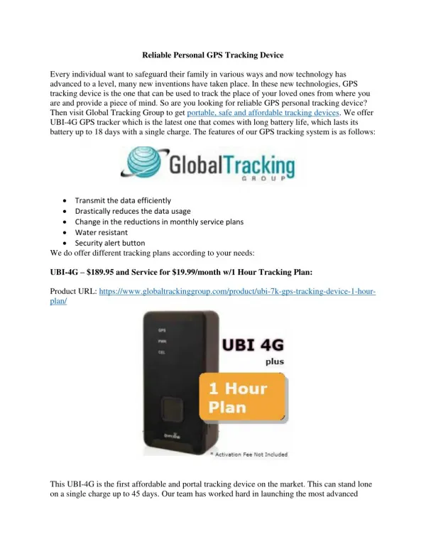 Reliable Personal GPS Tracking Device