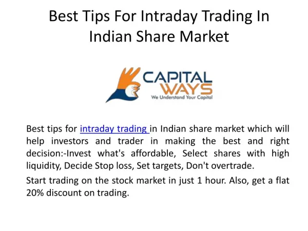 Best tips for intraday trading in Indian share market