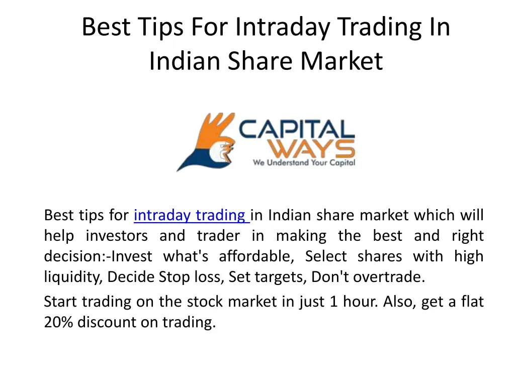 best tips for intraday trading in indian share