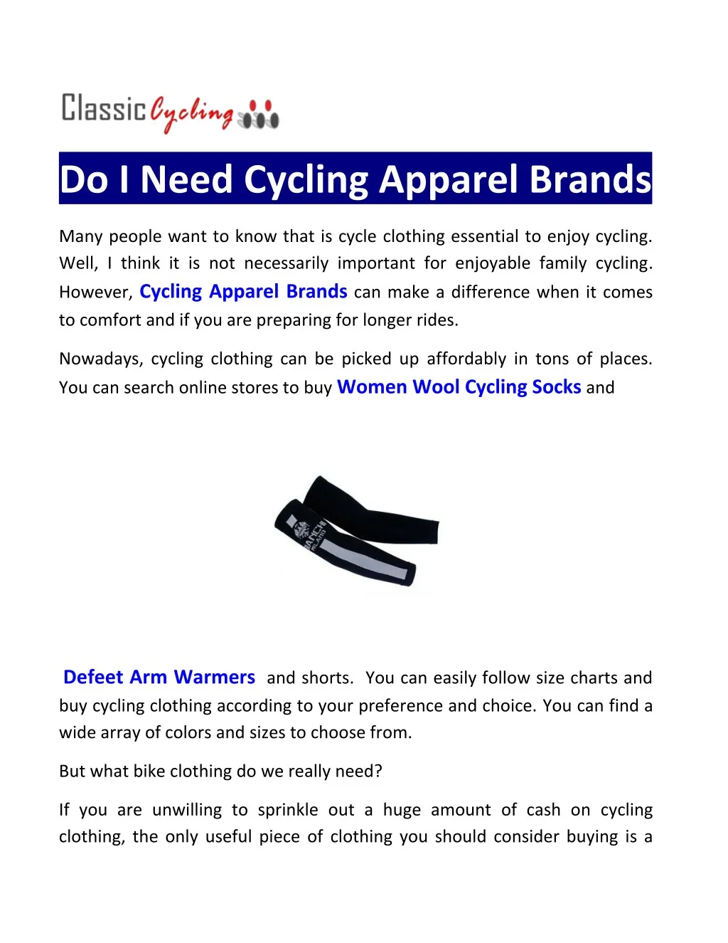do i need cycling apparel brands
