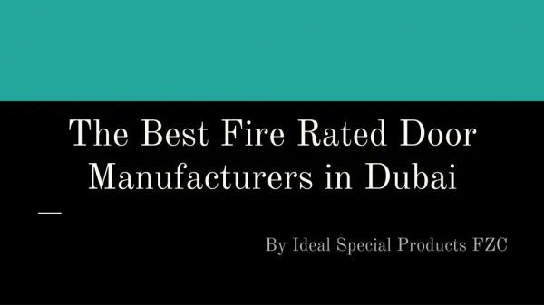 Professional Fire Rated Door Suppliers UAE | Ideal