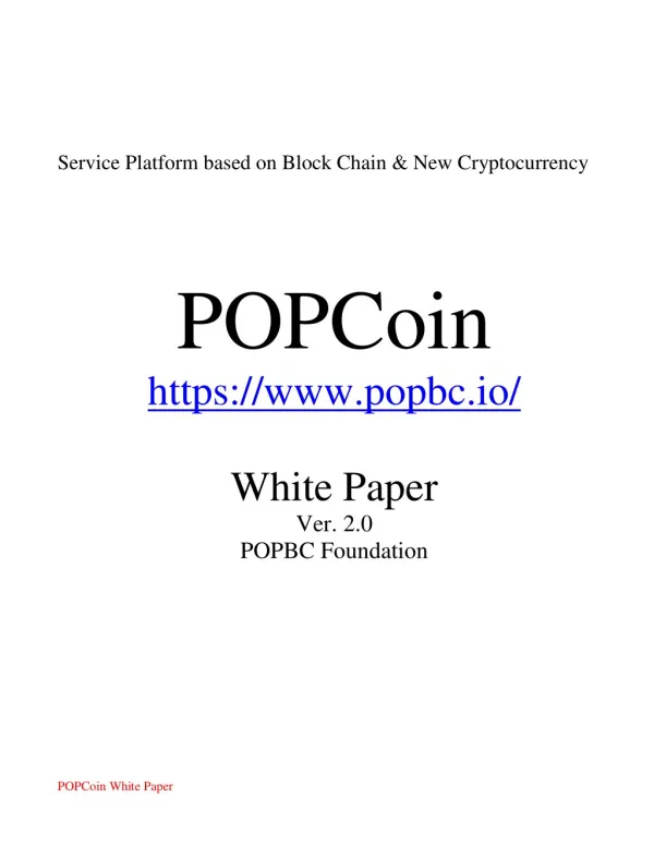 Service Platform based on Block Chain & New Cryptocurrency