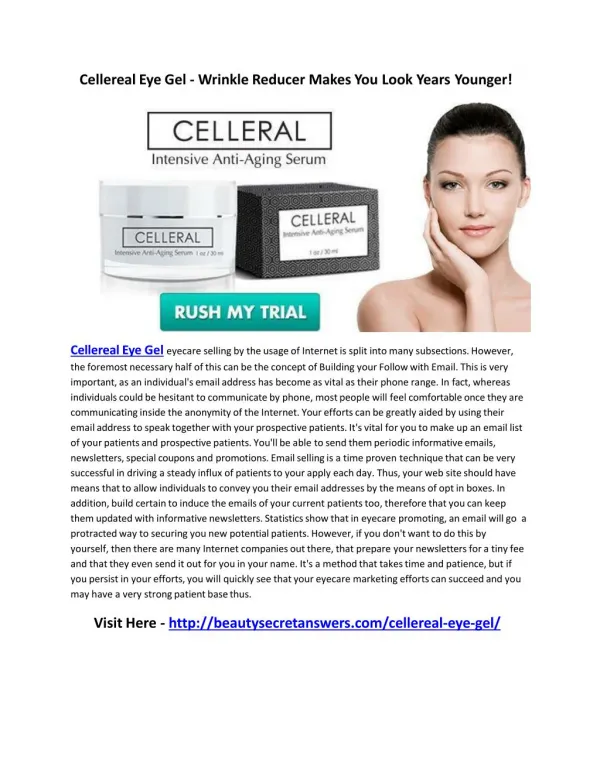 Cellereal Eye Gel - Reduce Dirt And oil From Skin And Get Clear Skin!