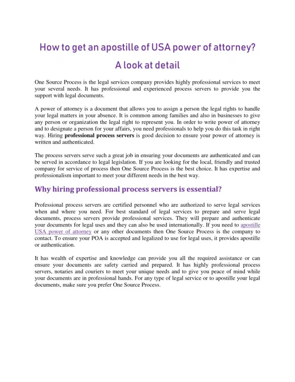 How to get an apostille of USA power of attorney? A look at detail