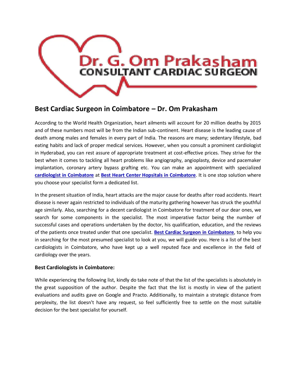 best cardiac surgeon in coimbatore dr om prakasham