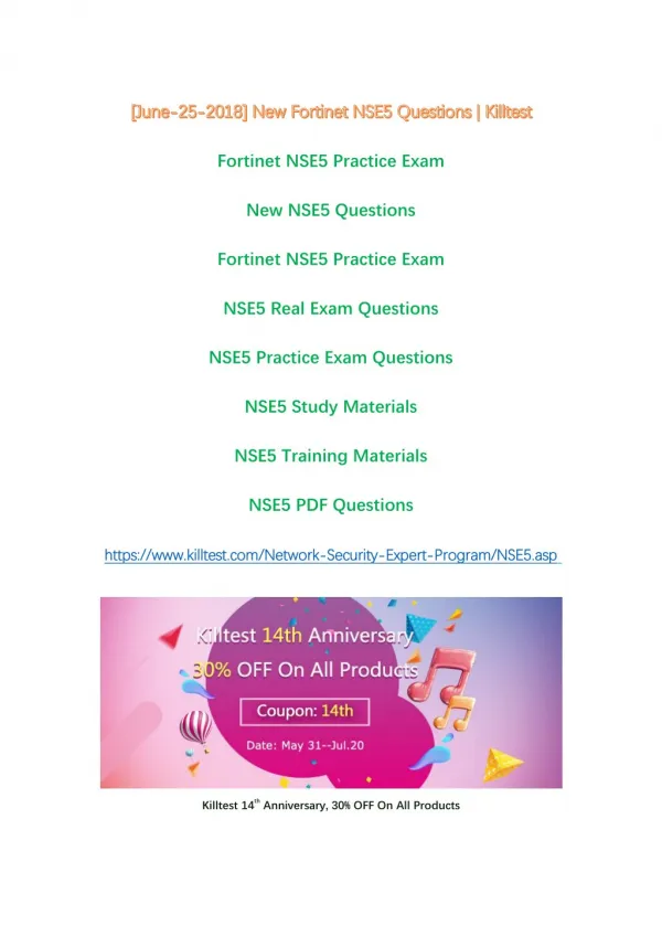 [June-25-2018]Real NSE5 Exam Questions | Killtest