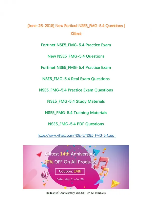 [June-25-2018]Real NSE5_FMG-5.4 Exam Questions | Killtest