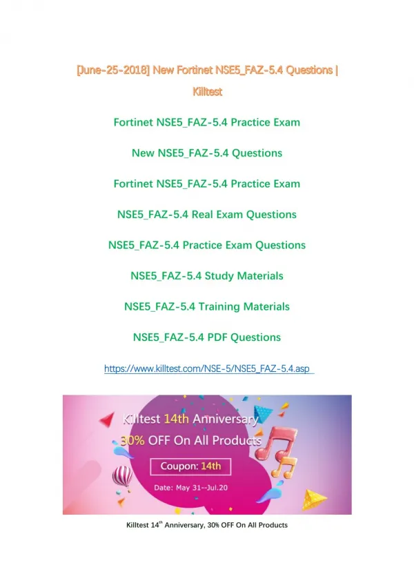 [June-25-2018]Real NSE5_FAZ-5.4 Exam Questions | Killtest