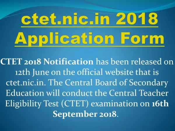 ctet.nic.in 2018 Application Form
