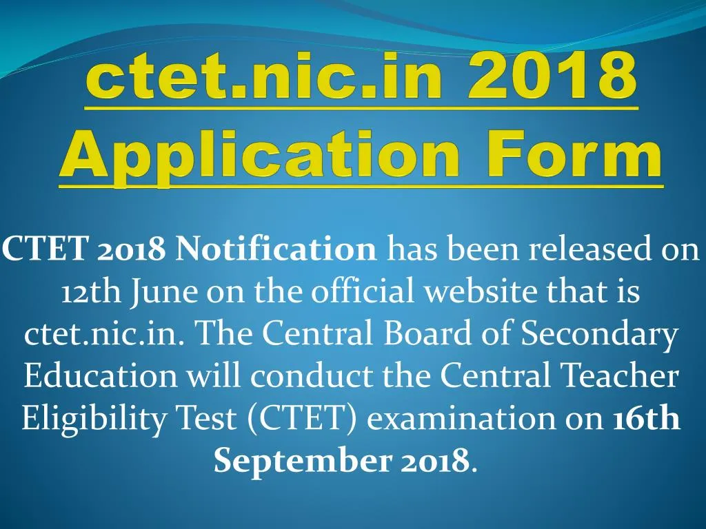 ctet nic in 2018 application form
