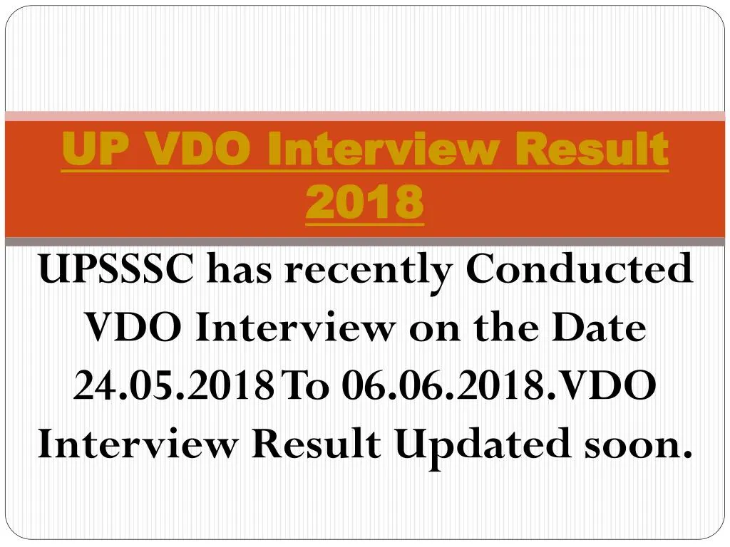 up vdo interview result 2018