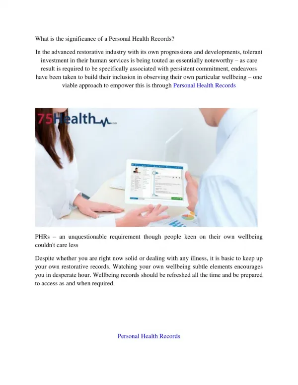 Personal Health Records Software