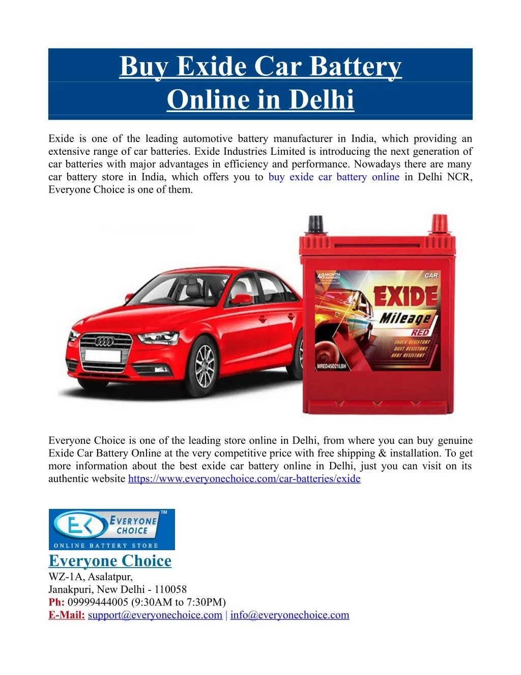 buy exide car battery online in delhi