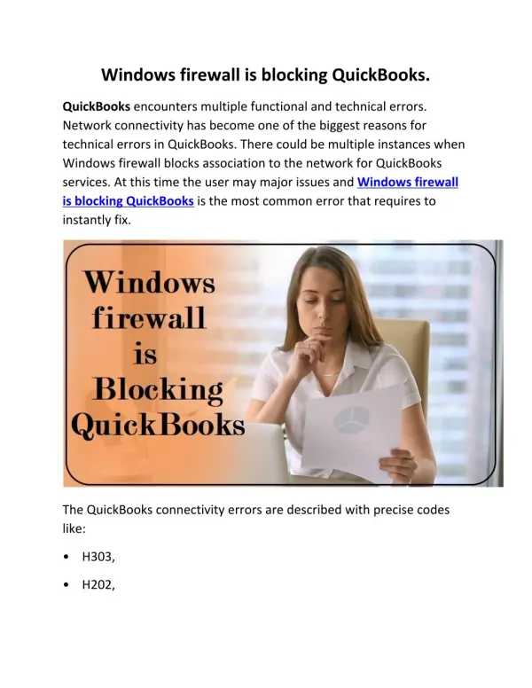 Windows firewall is blocking QuickBooks.