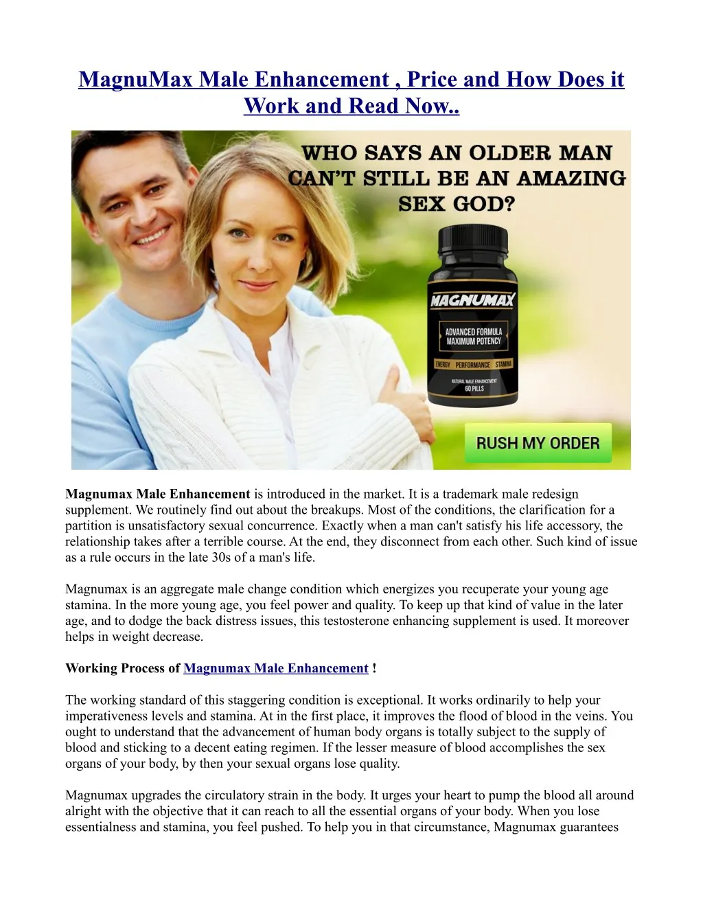 magnumax male enhancement price and how does