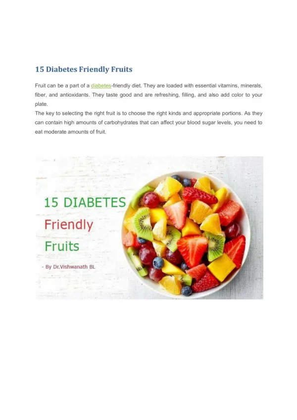 15 Diabetes Friendly Fruits