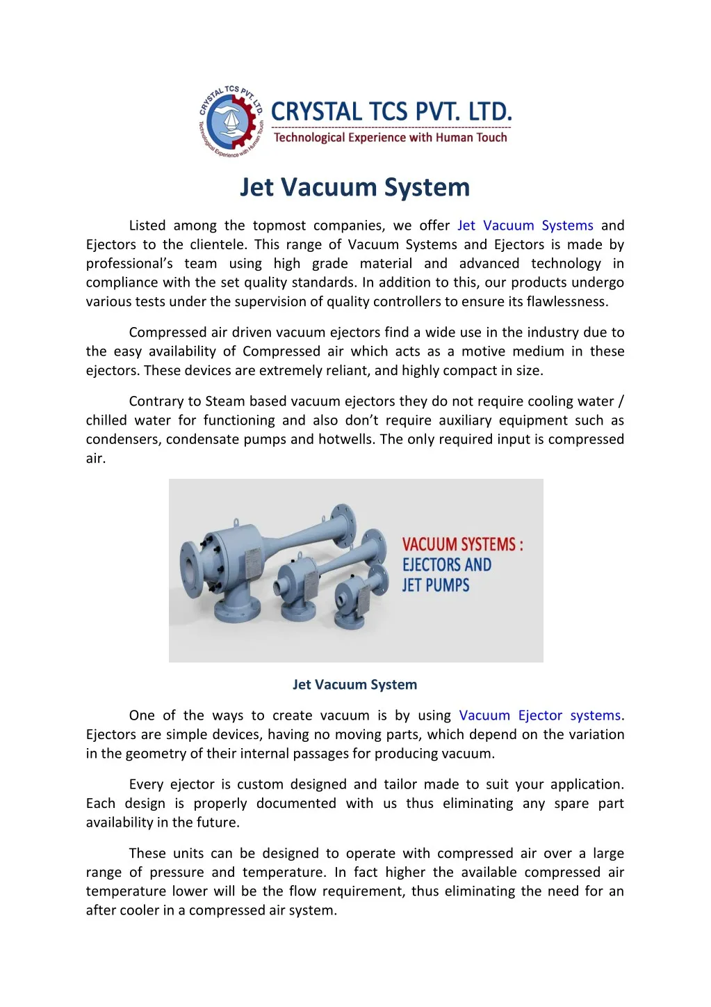 jet vacuum system listed among the topmost