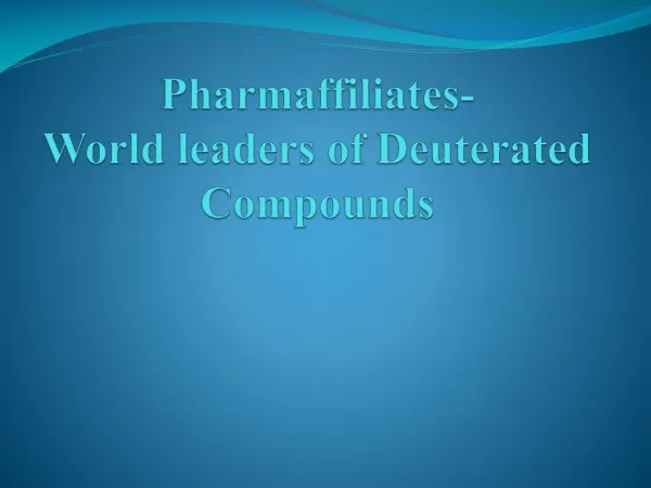 Pharmaffiliates-World leaders of Deuterated Compounds