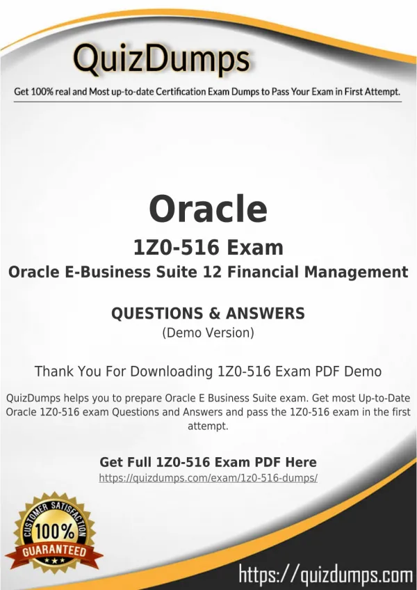 1Z0-516 Exam Dumps - Preparation with 1Z0-516 Dumps PDF