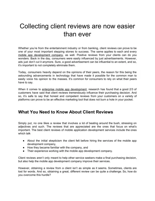 Collecting client reviews are now easier than ever