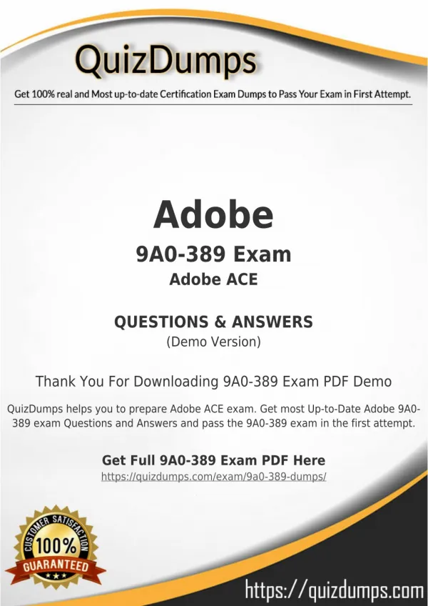 9A0-389 Exam Dumps - Pass with 9A0-389 Dumps PDF [2018]