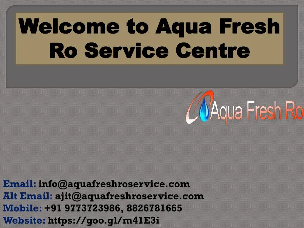 welcome to aqua fresh ro service centre